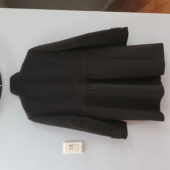 J. Crew Double Cloth Wool Peplum Black Pea Coat - Picture 6 of 8